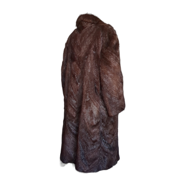 Vintage KES II Dark Brown Colours Real Fur Winter Long Coat Size L Size L - Picture 6 of 16
